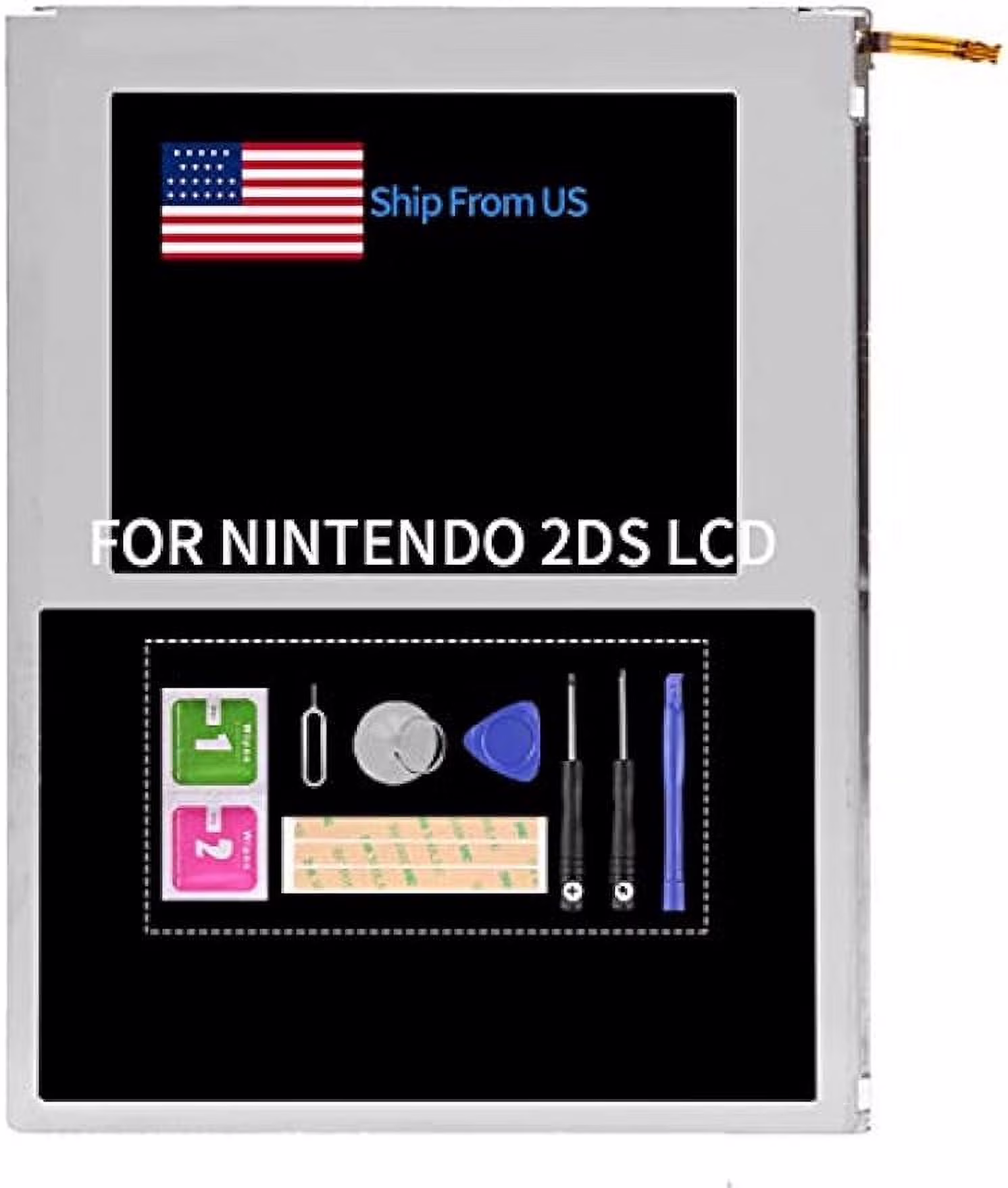 Screen Replacement for Nintendo 2DS N2DS OEM LCD Display Repair Kits with Repair Tools (Not Including Touch Screen Digitizer)