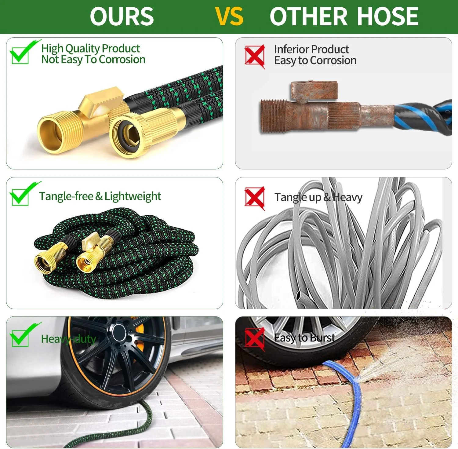 75ft Expandable Garden Hose - Flexible Water Hose with 10 Function Hose Nozzle Sprayer -3/4 inch Solid Fitting, Extra Strength Fabric,Lightweight & No-kink Hose Water Pipe 75 ft Expandable Garden Hose