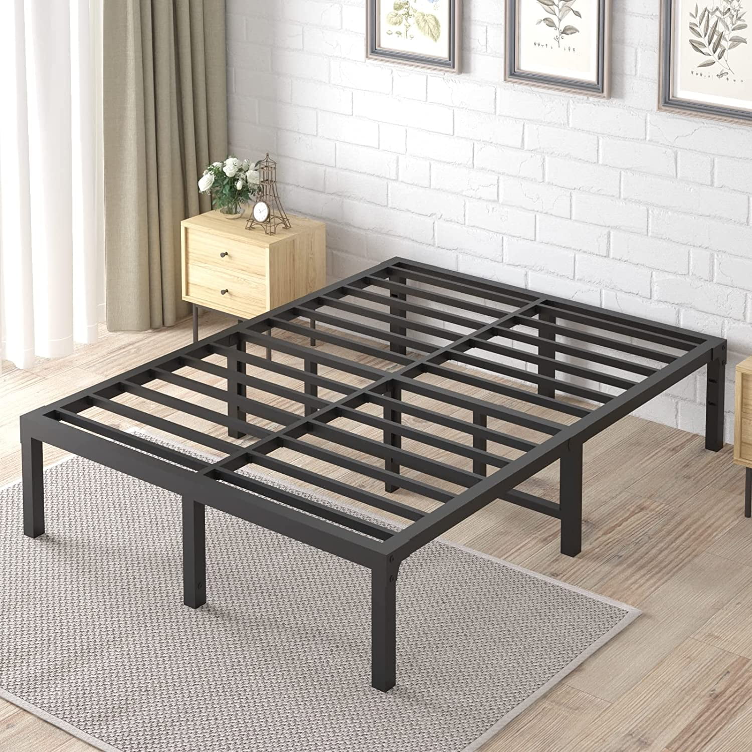 Popular FUIOBYVV King Bed Frame  14 Inch Heavy Duty Metal Platform Bed Frame King Size Support Up to 3500 lbs  No Box Spring Needed/No Shaking/Steel Slat Support/Noise Free/Easy Assembly