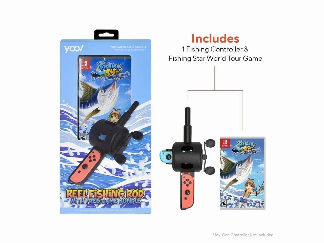 Fishing Star: World Tour w/ YOOL Reel Fishing Rod [Nintendo Switch 180 Fish] (Video Game)