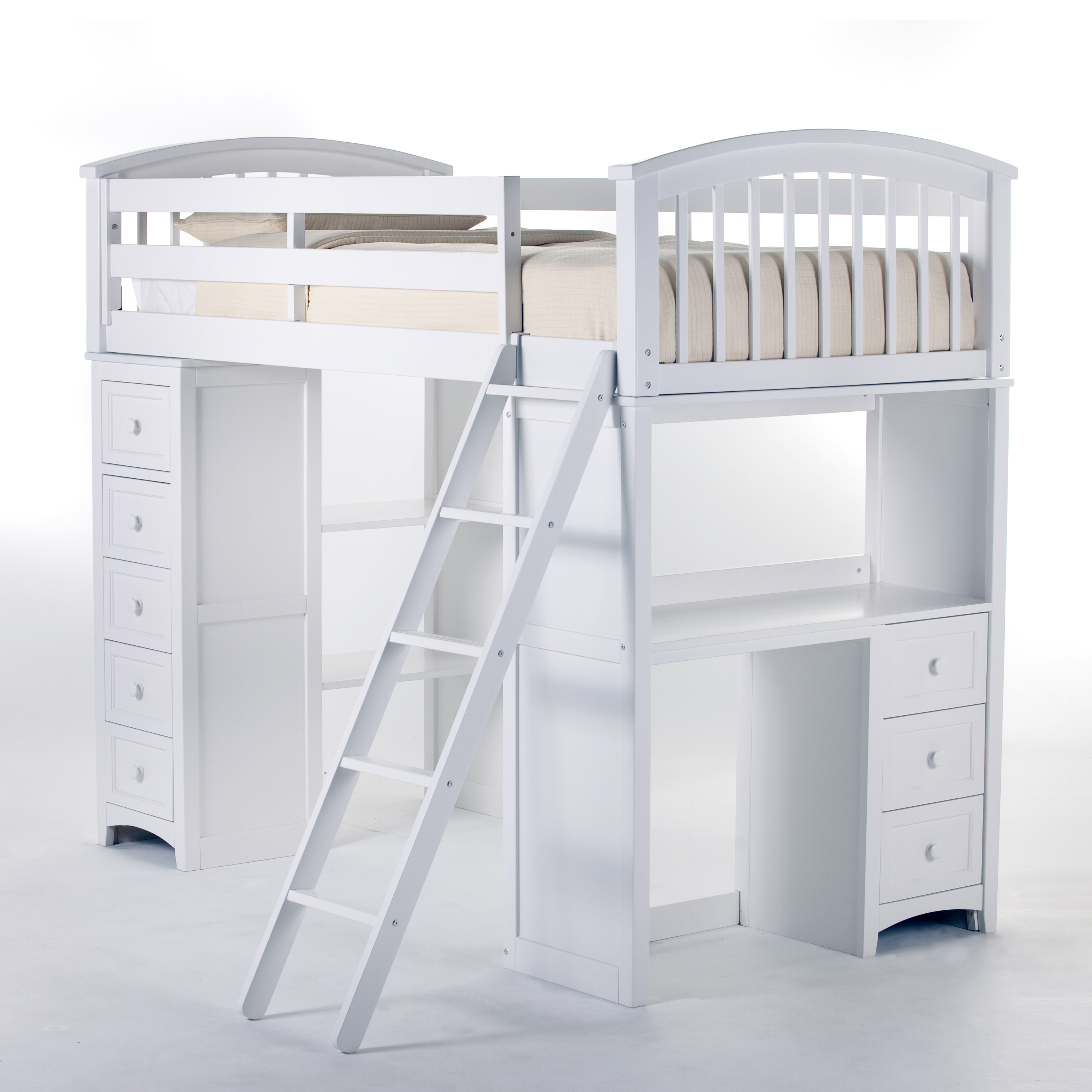 NE Kids School House Student Loft Bed, White