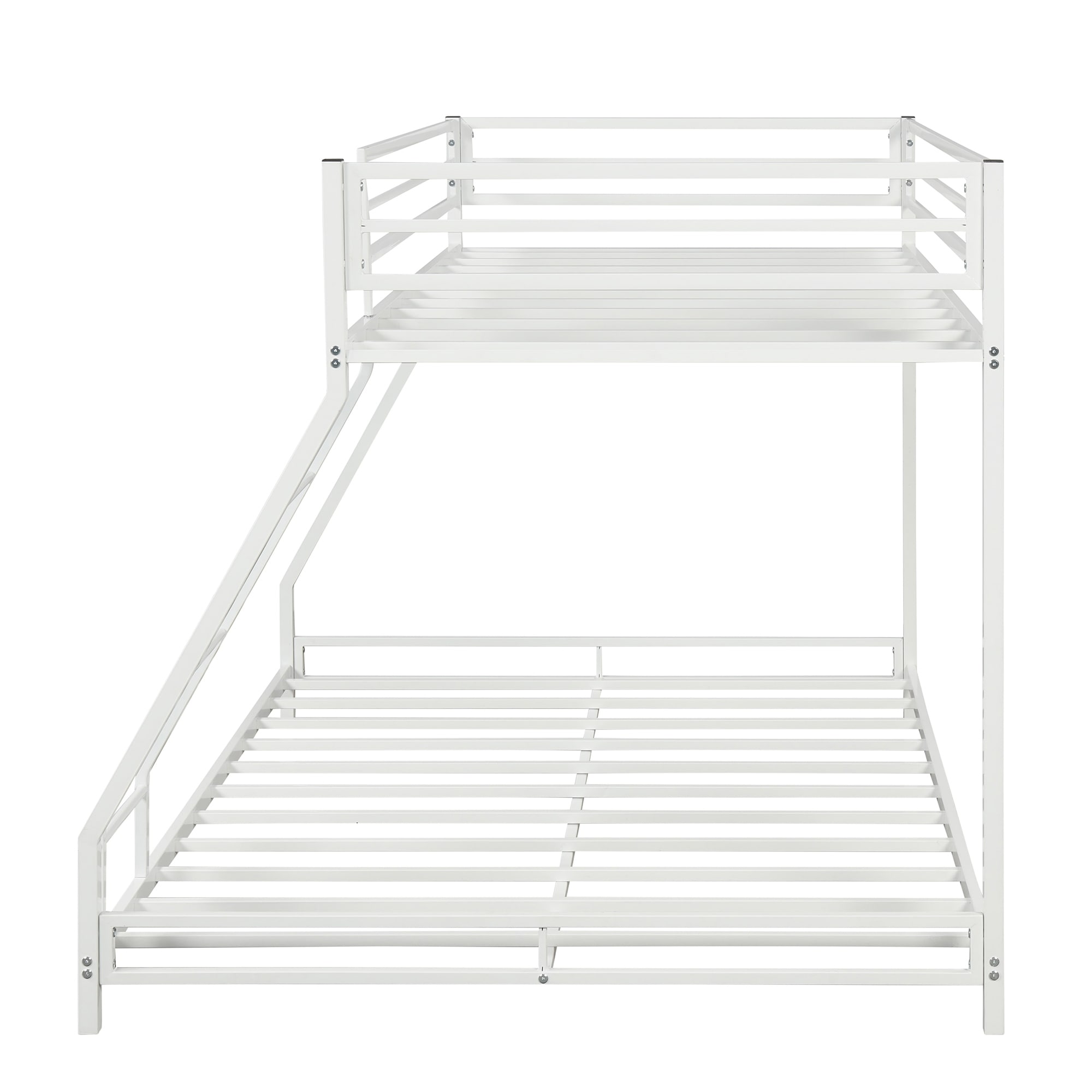 Metal Floor Bunk Bed, Twin over Full White