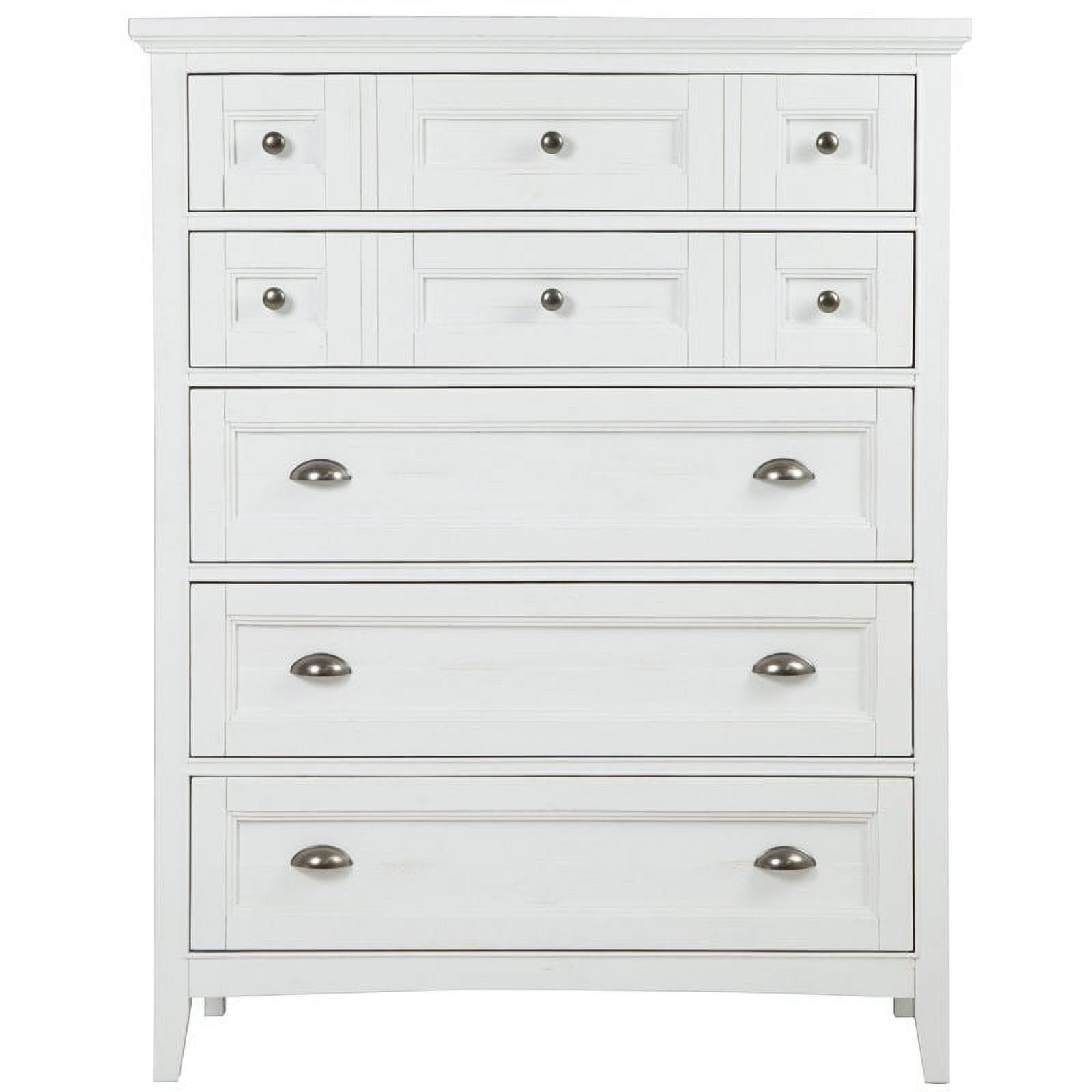 Bowery Hill Modern Wood Relaxed Traditional Soft White 5 Drawer Chest