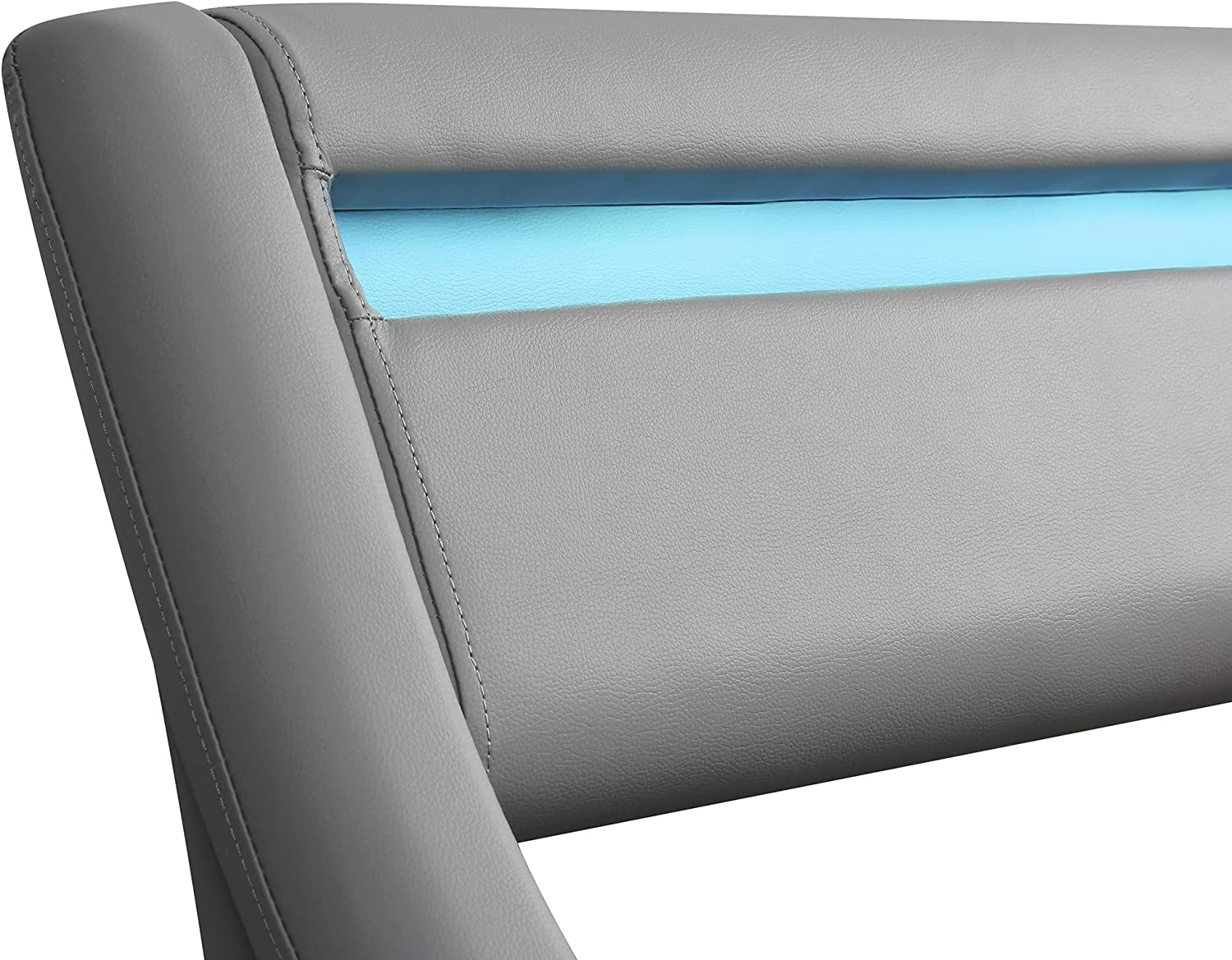 Queen Size Faux Leather Upholstered Platform Bed with a Hydraulic Storage System/16 LED Lights Headboard/Bed Frame with Slatted, Gas Lift Storage Bed with LED No Box Spring Required