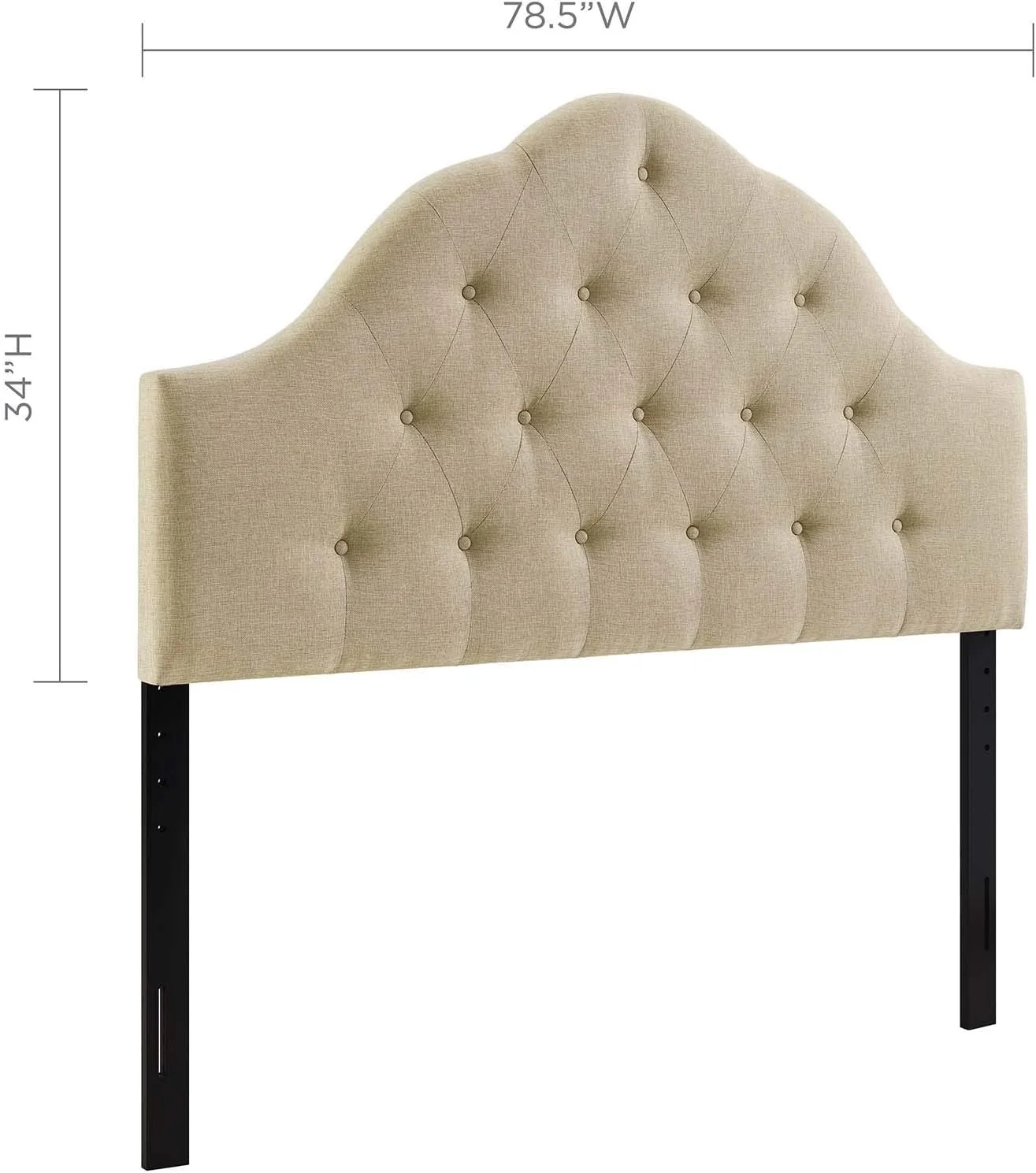 Sovereign Tufted Button Linen Fabric Upholstered King Headboard In Beige