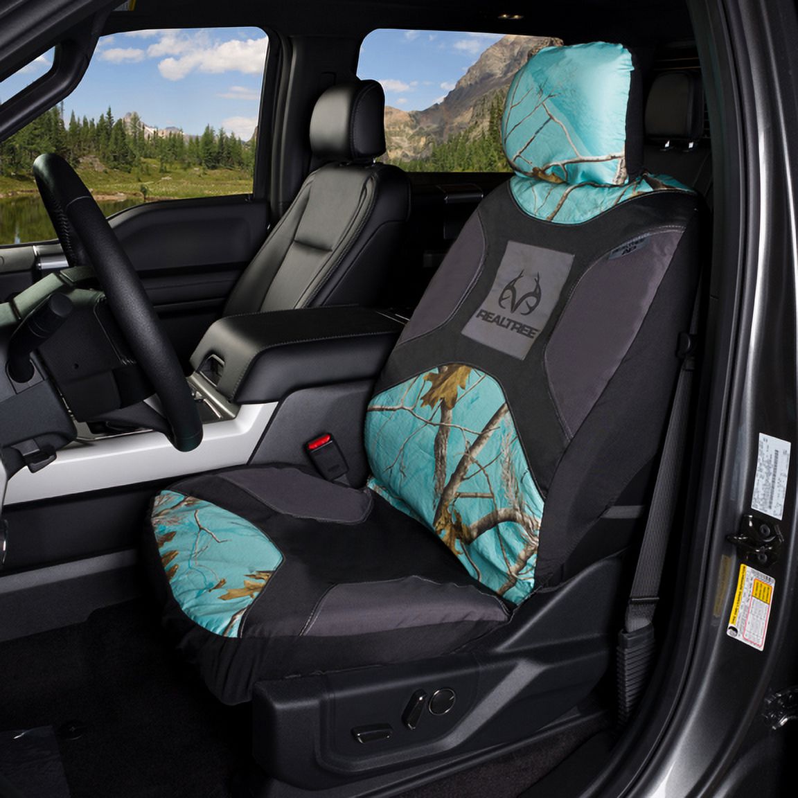 Realtree Signature Automotive Bucket Seat Cover - Lowback with removable headrest
