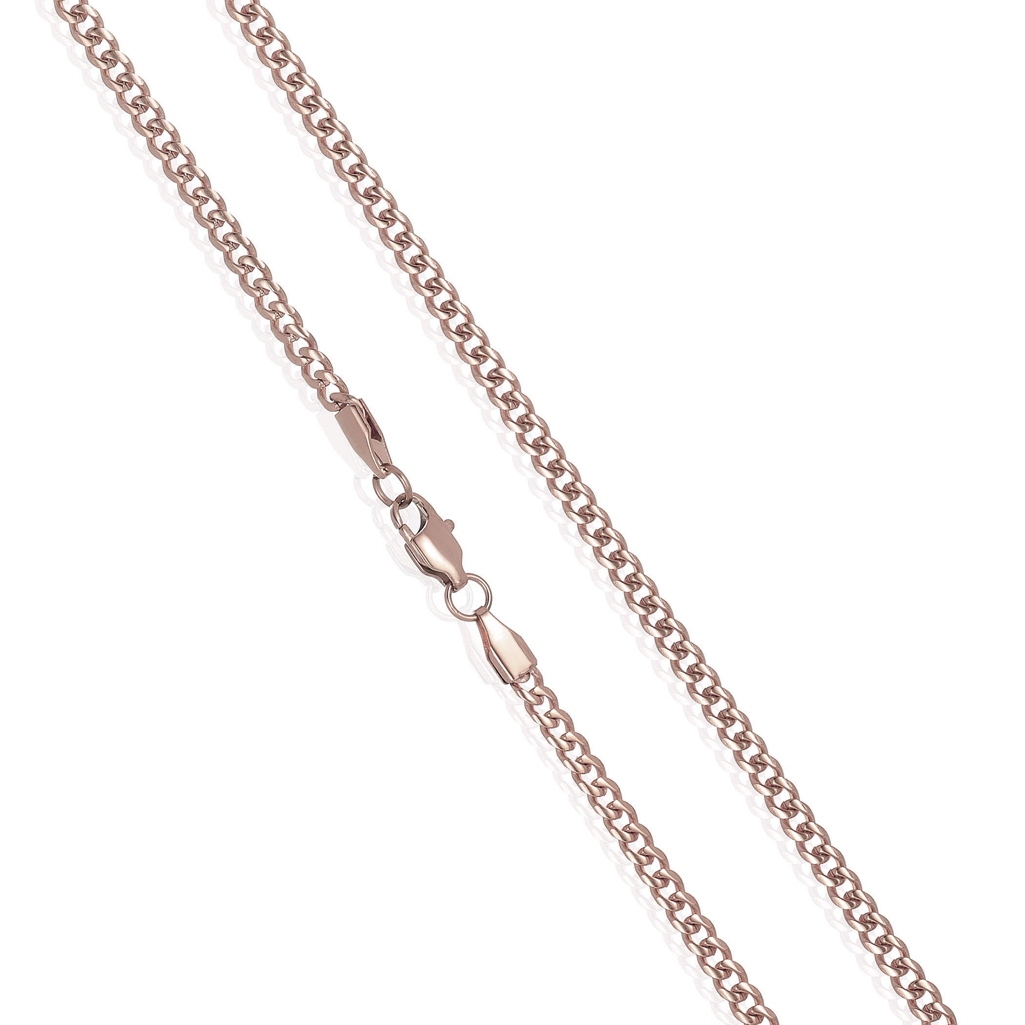 Coastal Jewelry Men's Rose Gold Plated Stainless Steel Rounded Curb Chain Necklace (3.5mm) - 22