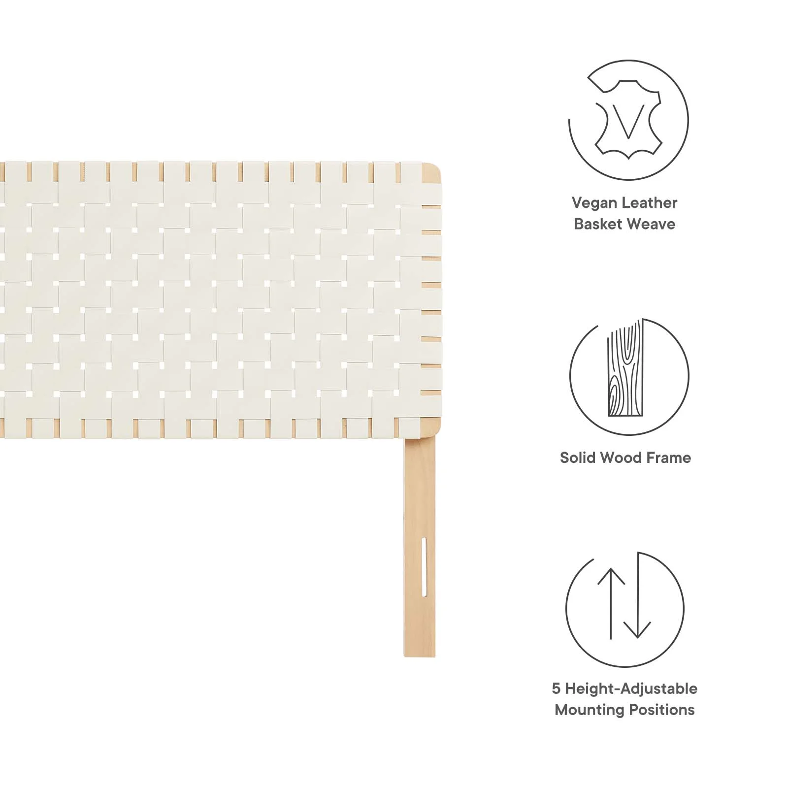 Modway Sparta Weave King Vegan Leather Headboard in Natural Beige