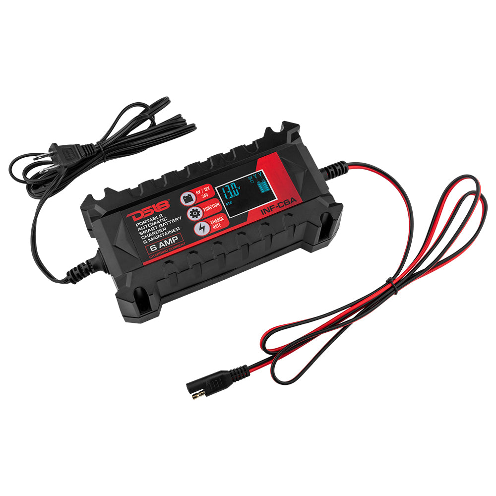 DS18 INF-C6A 6V/12V Portable Automatic Smart Lithium and AGM Car Battery Charger & Maintainer 6A