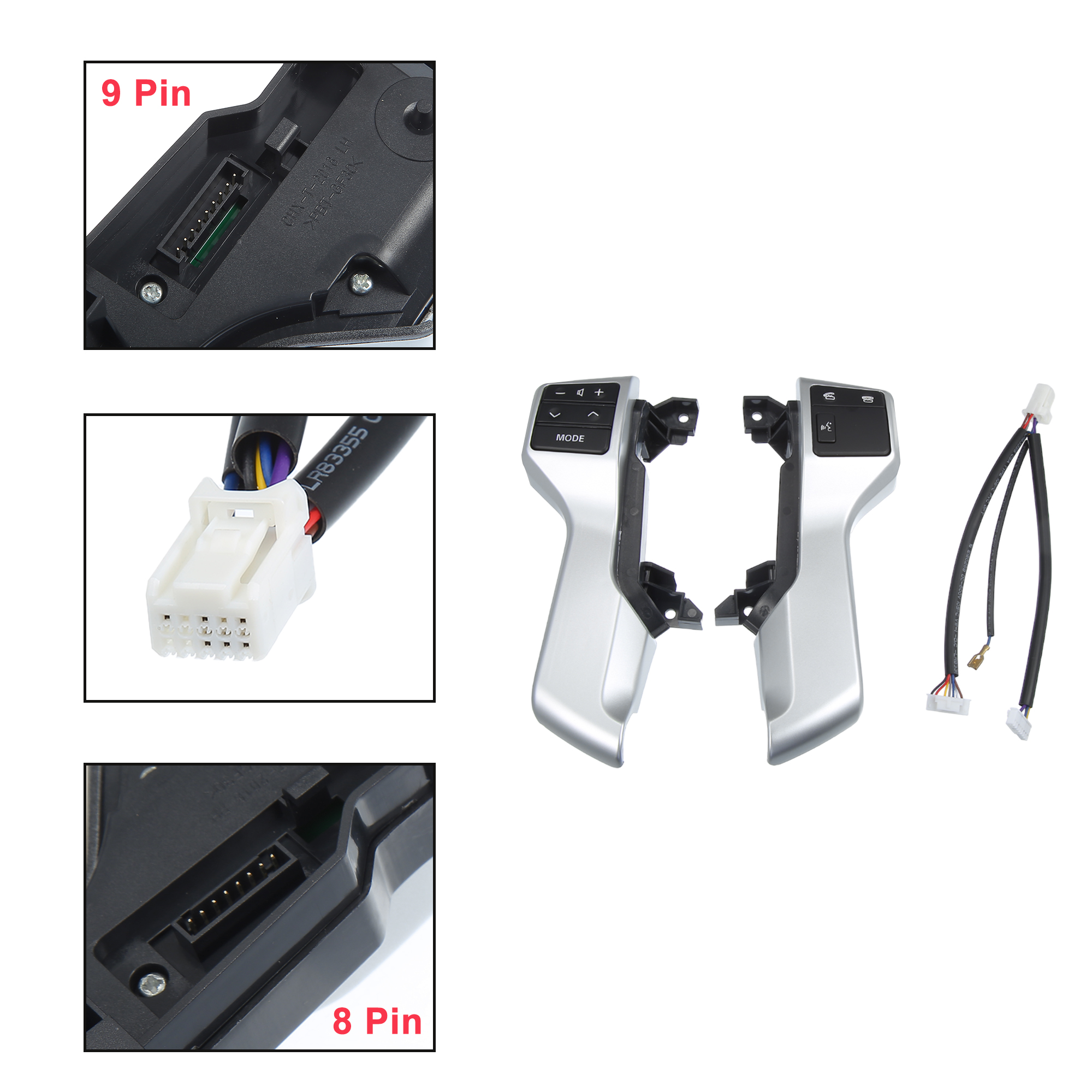 Auto Car Steering Wheel Cruise Volume Control Switch Button for Toyota Land Cruiser Prado Silver Tone