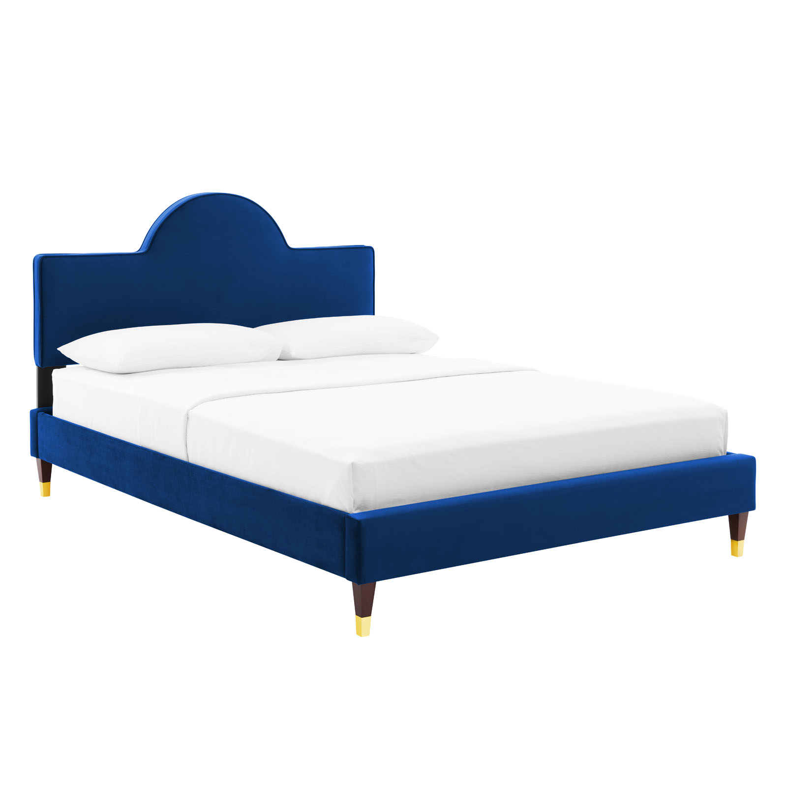 Modway Aurora Performance Velvet Queen Bed in Navy