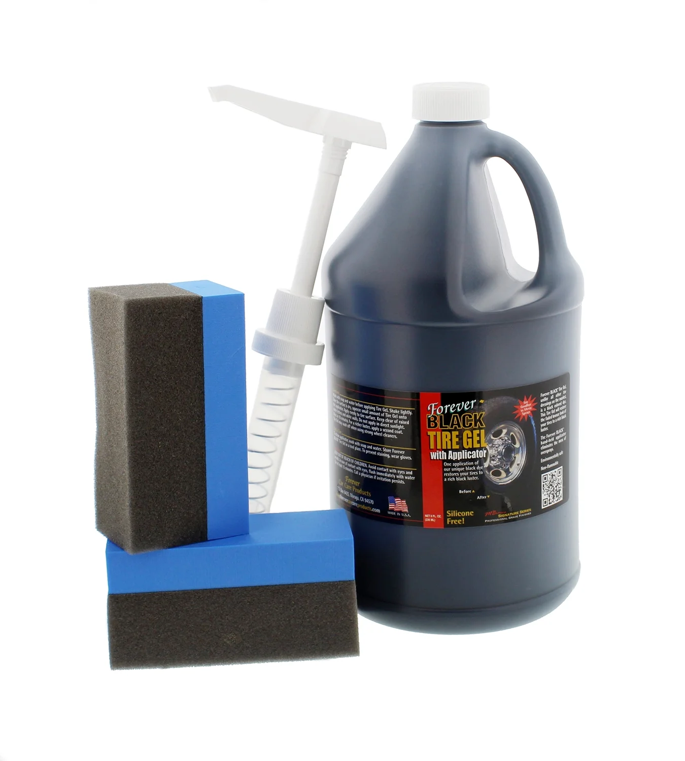 Forever BLACK 810 Tire Gel with Pump & 2 Applicators, 1 Gallon