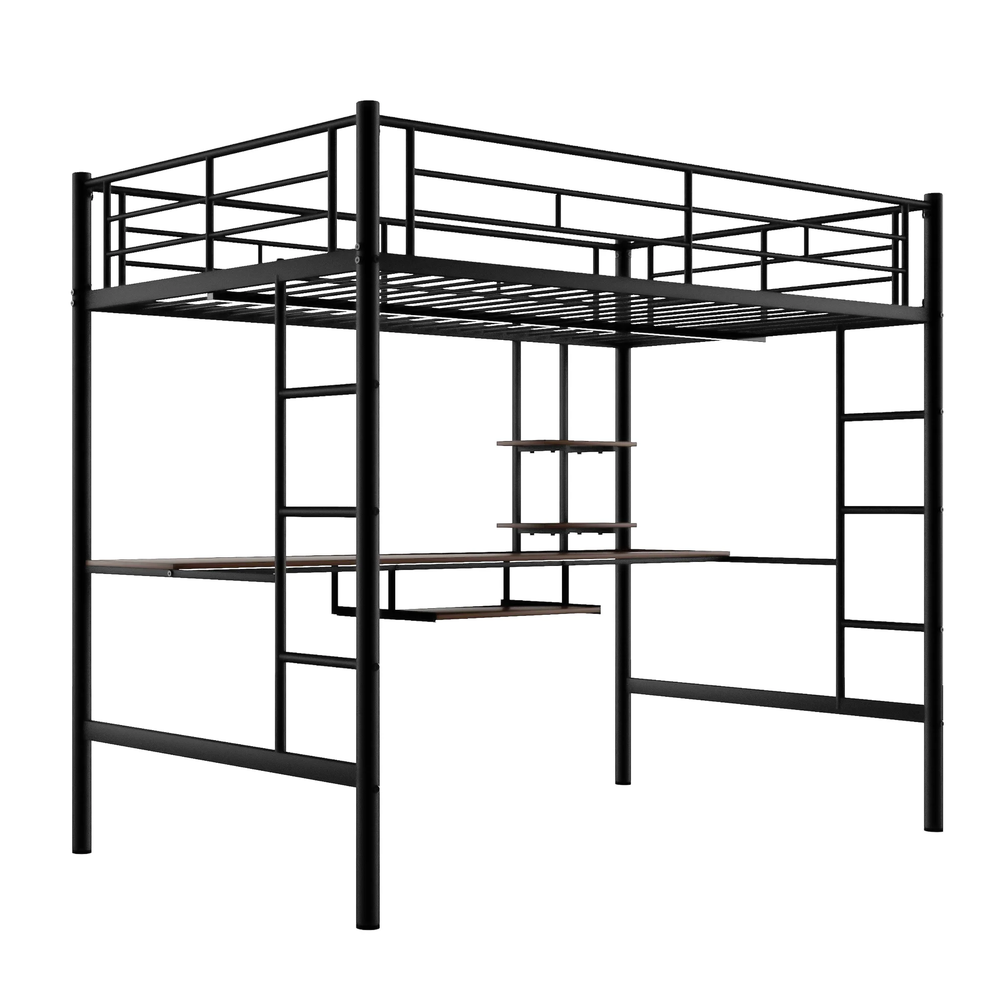 CoSoTower Loft Bed With Desk And Shelf, Space Saving Design, Full, Black