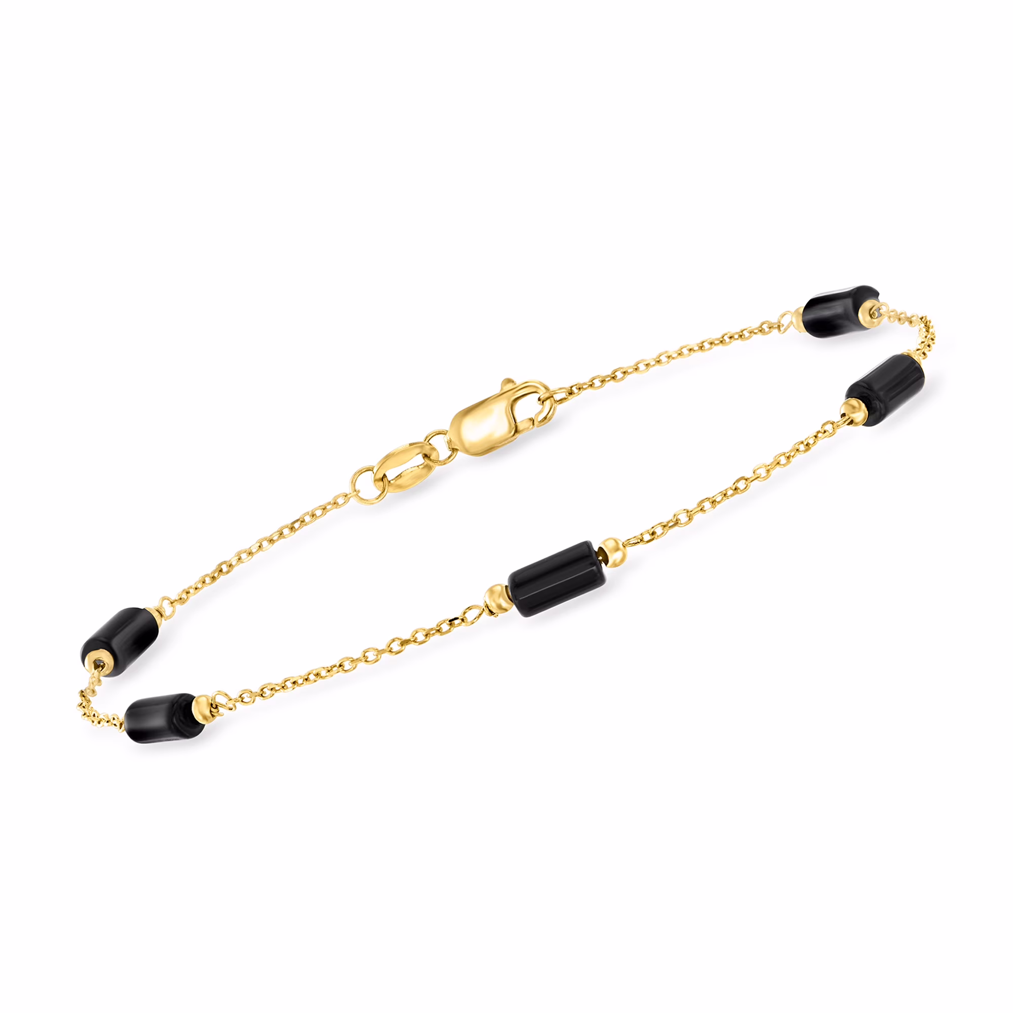 Ross-Simons Italian Onyx Bead Station Bracelet in 18kt Yellow Gold, Women's, Adult