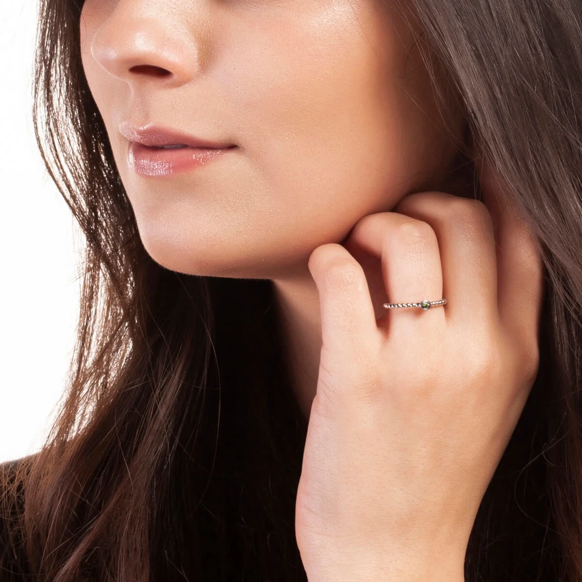 18k White Gold Plated Yellow Stone Stackable Fashion Ring