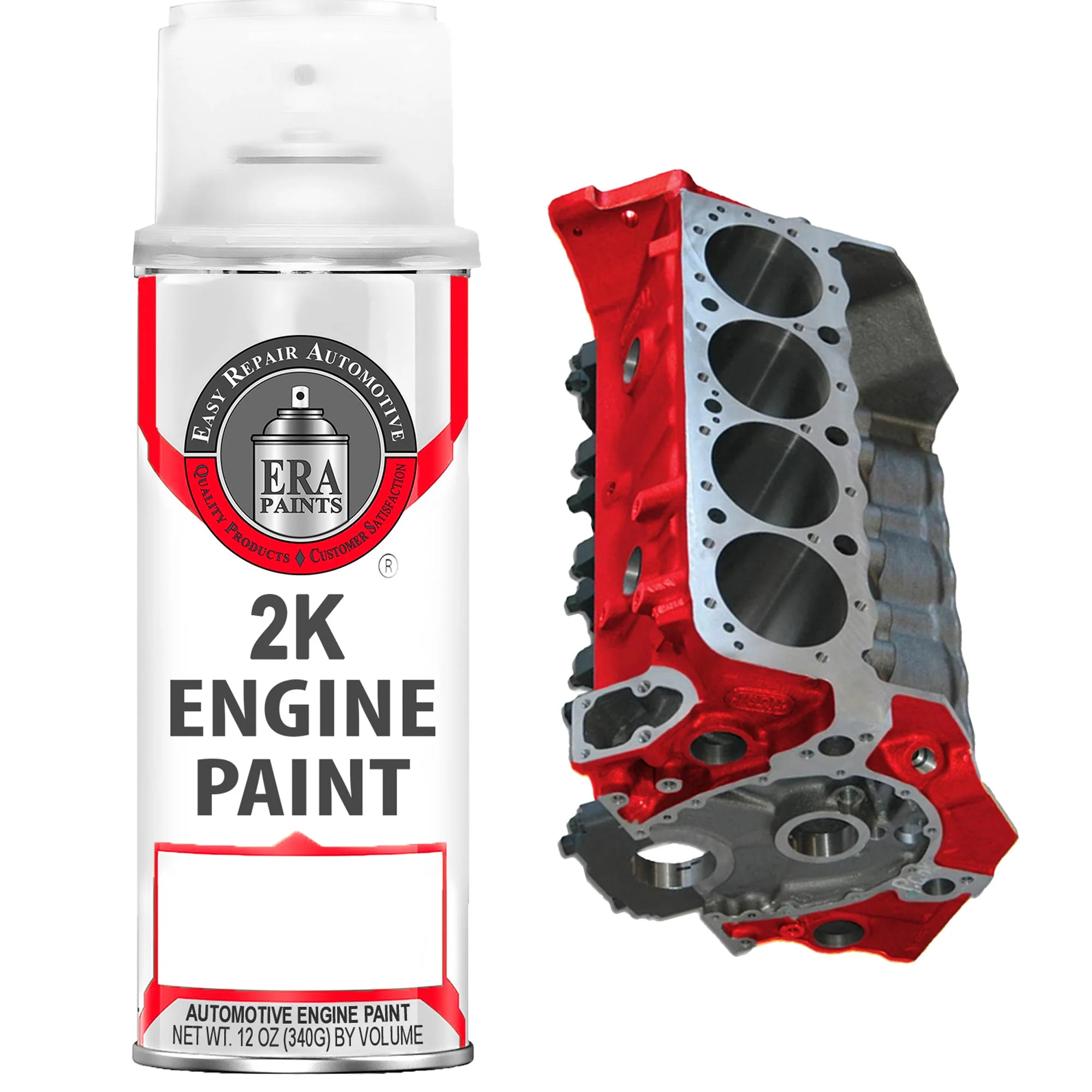 ERA Paints Red Engine Paint With Omni-Curing Catalyst - 2K Aerosol High Gloss Chemical Resistant and Extremely Durable Against Color Fade and Brake Fluid