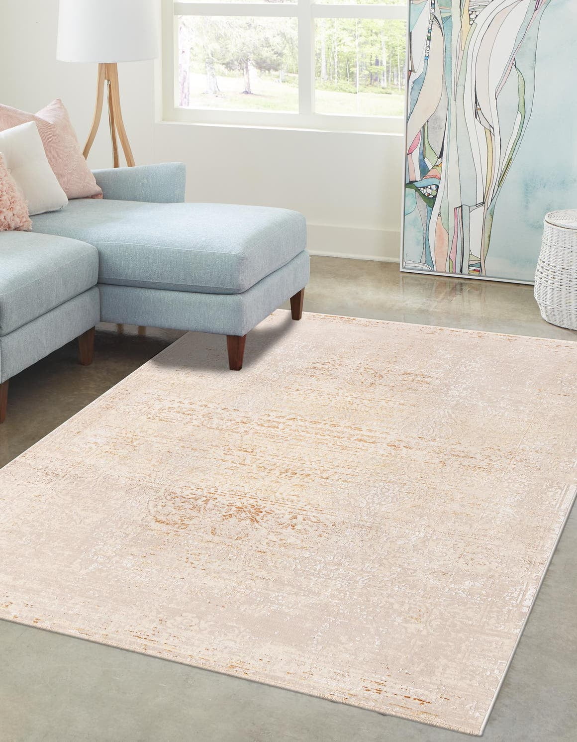 Rugs.com Deepa Collection Rug – 2' x 3' Ivory And Gold Medium Rug Perfect For Entryways, Kitchens, Breakfast Nooks, Accent Pieces