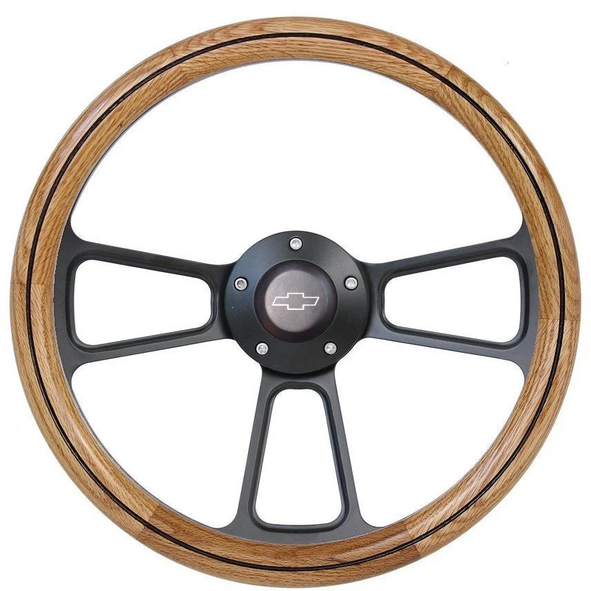 1967 -1969 Chevy Corvair Oak & Billet Steering Wheel/ Adapter + Chevy Horn