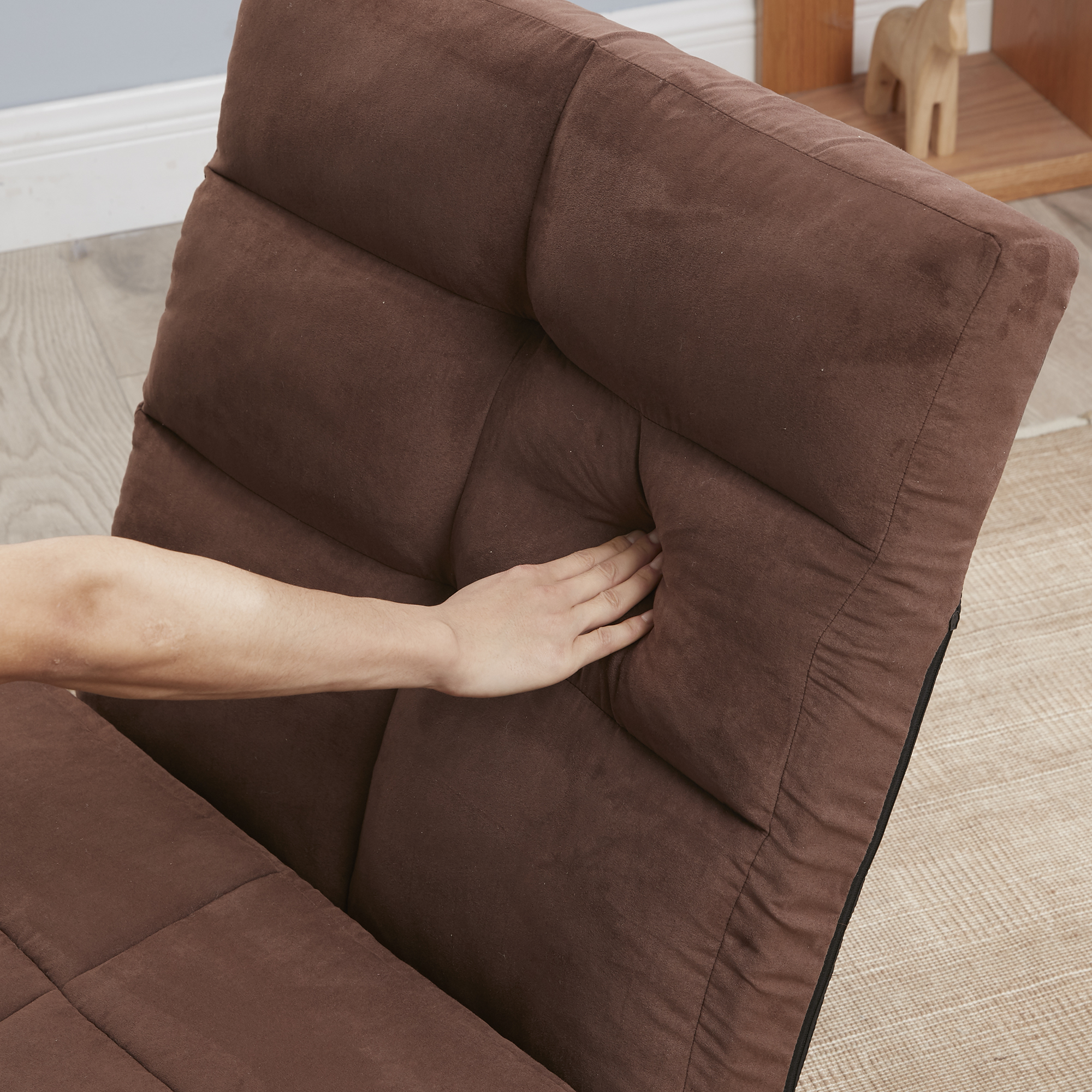 Modern Adjustable Triple Fold Down Sofa Bed, 5 Reclining Positions, Convertible Upholstered Guest Sleeper