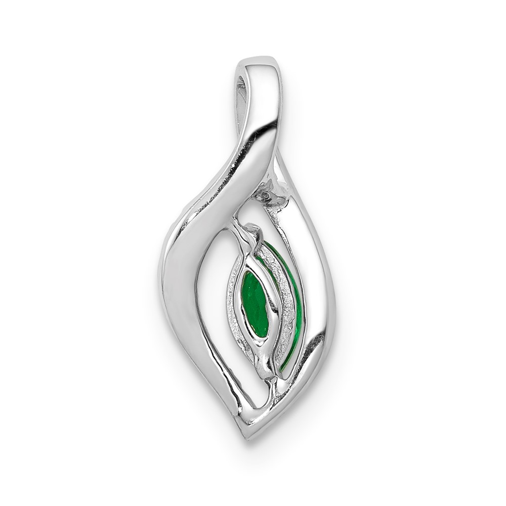 14k White Gold Diamond and Marquise Emerald Pendant QPM5267-EM-005-WA