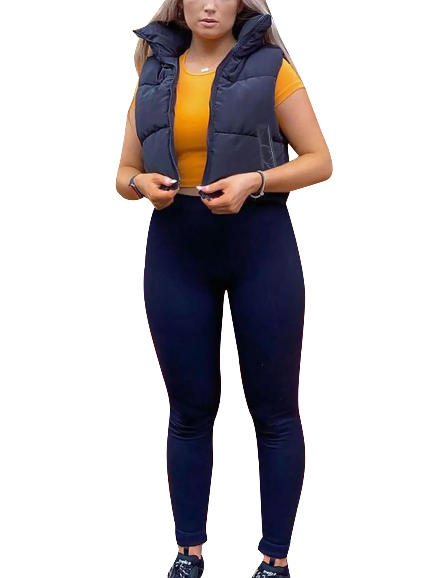 Pinkdeer Women Puffer Vest Jackets Waistcoat Sleeveless Zipper Lightweight Quilted Down Cropped Padded Gilet Jacket Coat