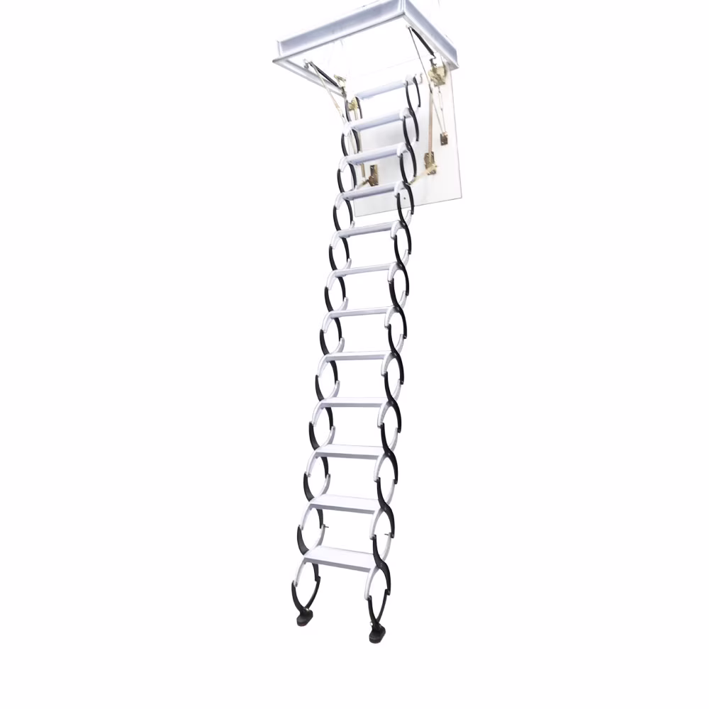 INTSUPERMAI Ceiling Pull Down Folding Loft Stairs Attic Telescoping Ladder Carbon Steel