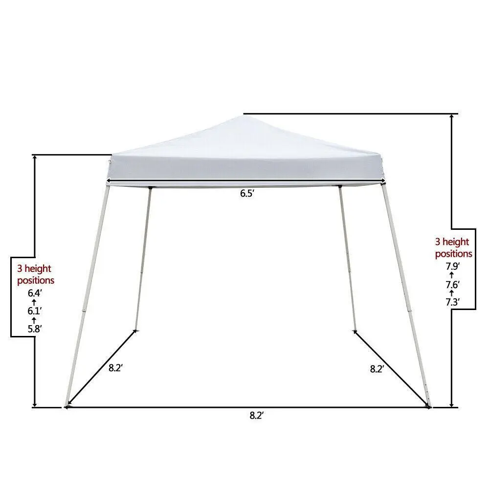White Easy Pop-Up Patio BBQ Party Tent Sun Shade Shelter Folding Gazebo 8'x8'