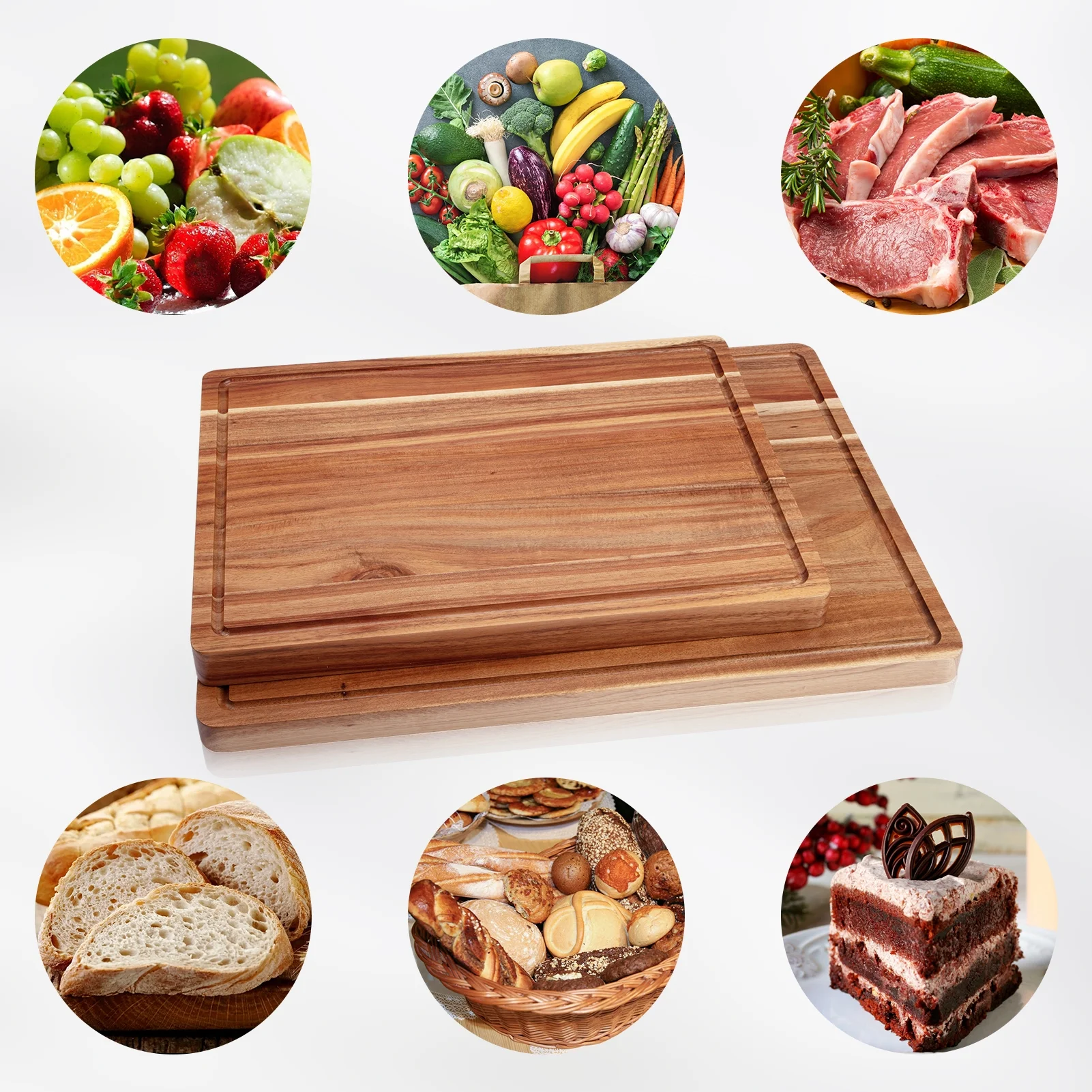 Cibeat Wood Cutting Board 24x18in Kitchen Extra Large Heavy Duty Butcher Block with Juice Groove and Built-in Handles