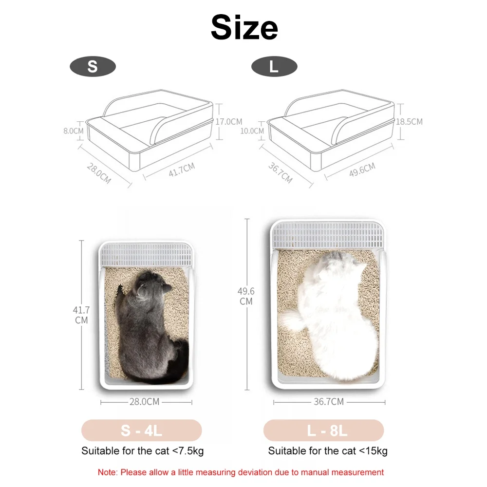 Semi-Enclosed Cat Litter Box Detachable - Non-Sticky Kitty Litter Tray Cat Toilet with Litter