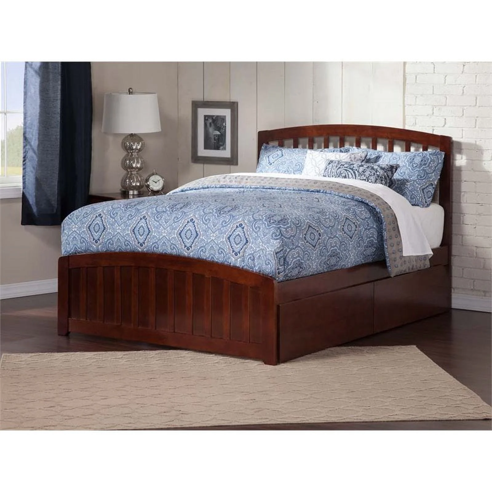 Leo & Lacey Urban Queen Storage Platform Bed in Walnut