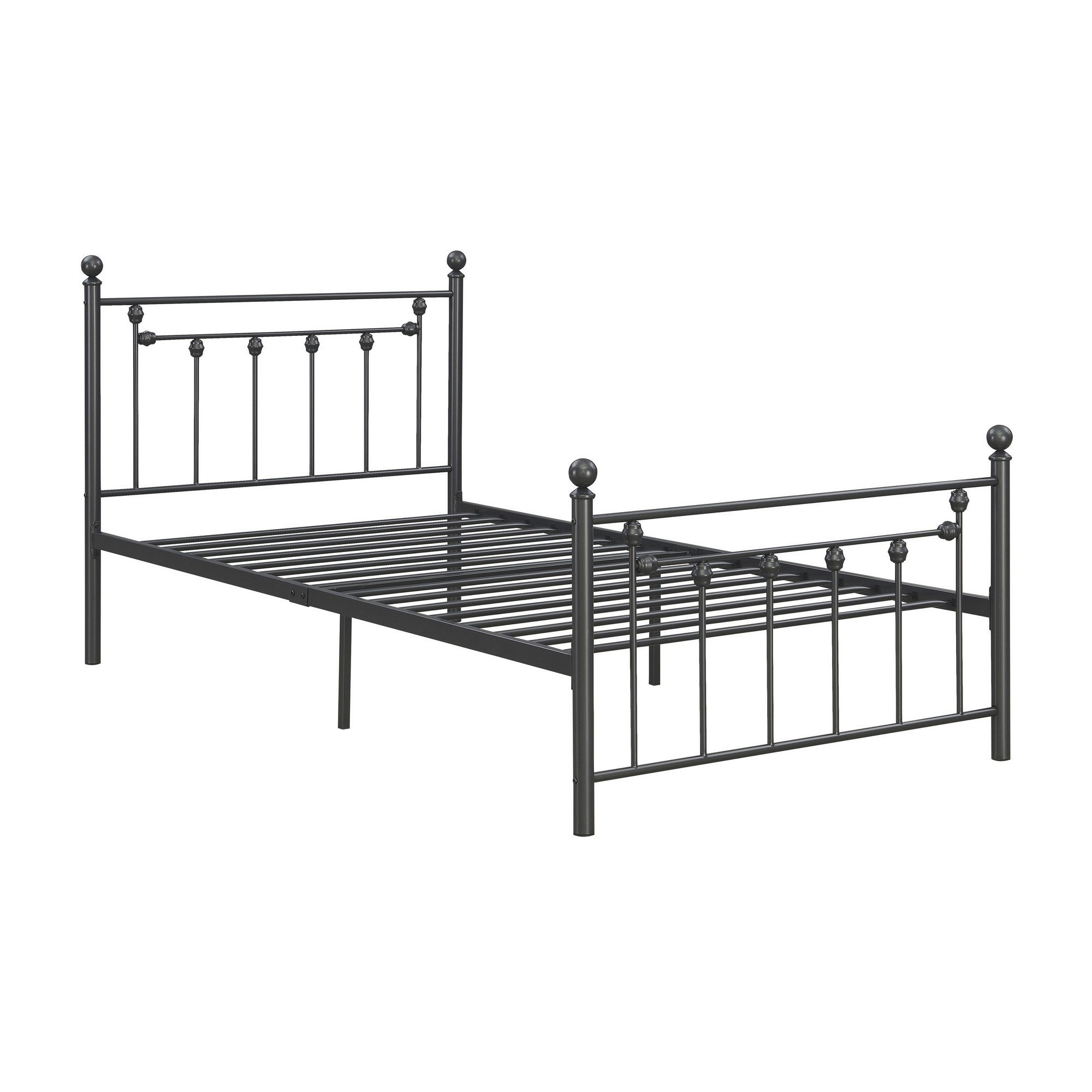 Dio 79 Inch Metal Twin Size Bed Frame Spindle Design Finial Posts Black