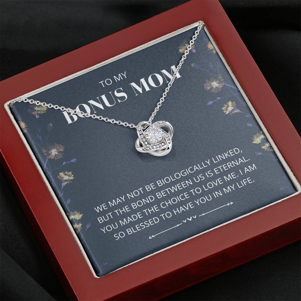 Bonus Mom - Eternal Bond - Love Knot Necklace - Mother's Day, Mother in Law Gift