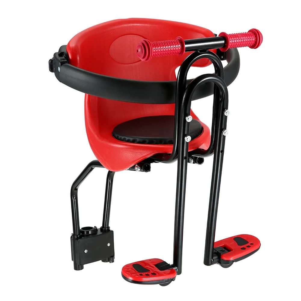 Anself Child Safety Carrier Front Seat Saddle Cushion with Back Rest Foot Pedals