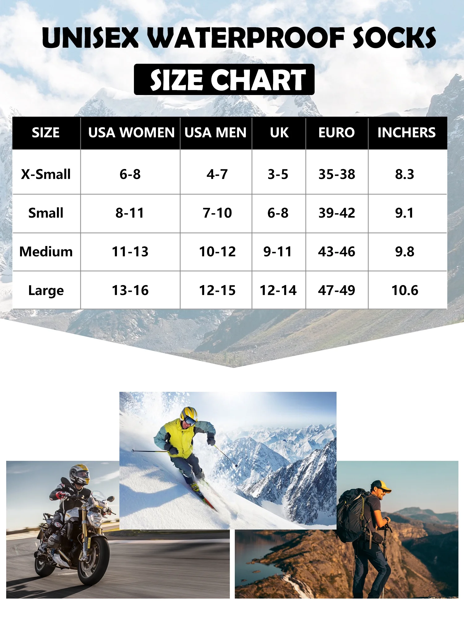 RANDY SUN Waterproof Men Socks, Lightweight Breathable Socks Cushioned Quarter Hiking Trekking Socks 1 Pair X-Small Gray- Green