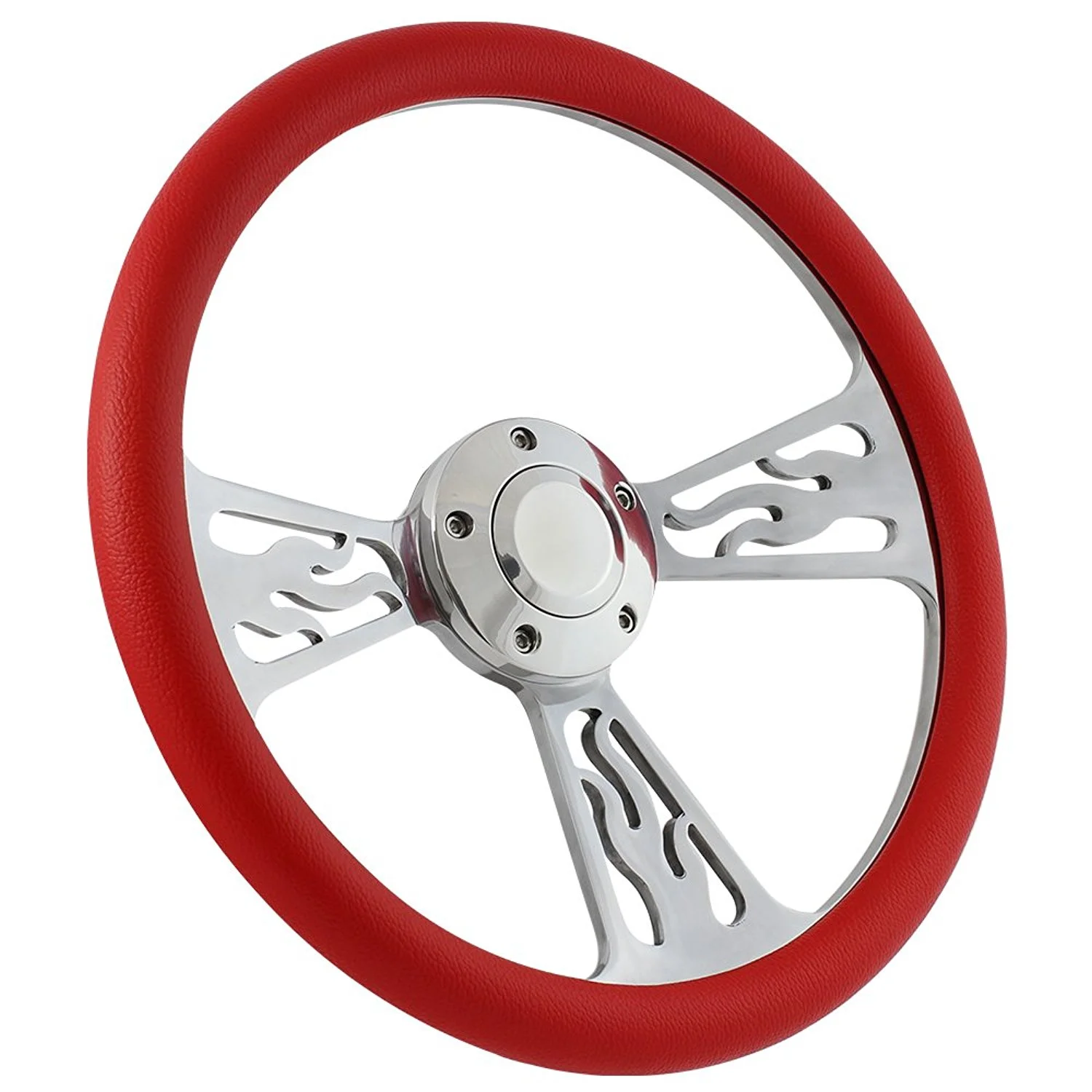 85-88 FORD Ranger (midsize), Bronco II, Aerostar Flame Steering Wheel 14 Inch Aluminum with Red Wrap