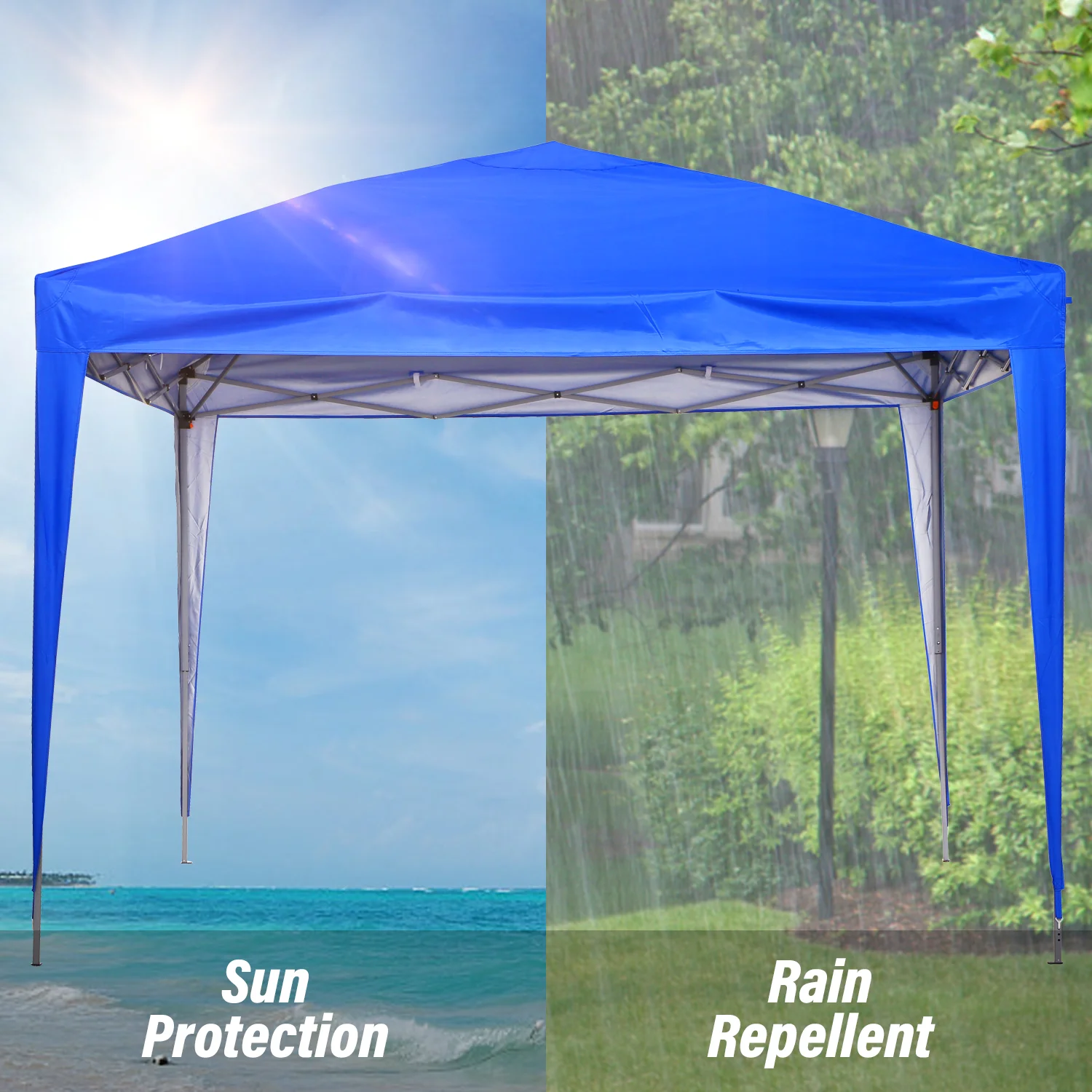 Ainfox 10 x 10 ft Pop up Outdoor Canopy Tent Folding Instant Frame Gazebo Tent（Blue）
