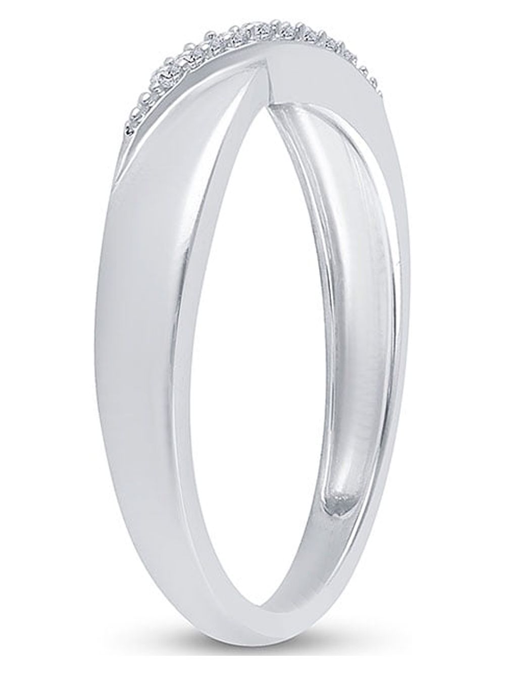 Diamond Princess Sterling Silver Womens Round Diamond Band Ring 1/20 Cttw