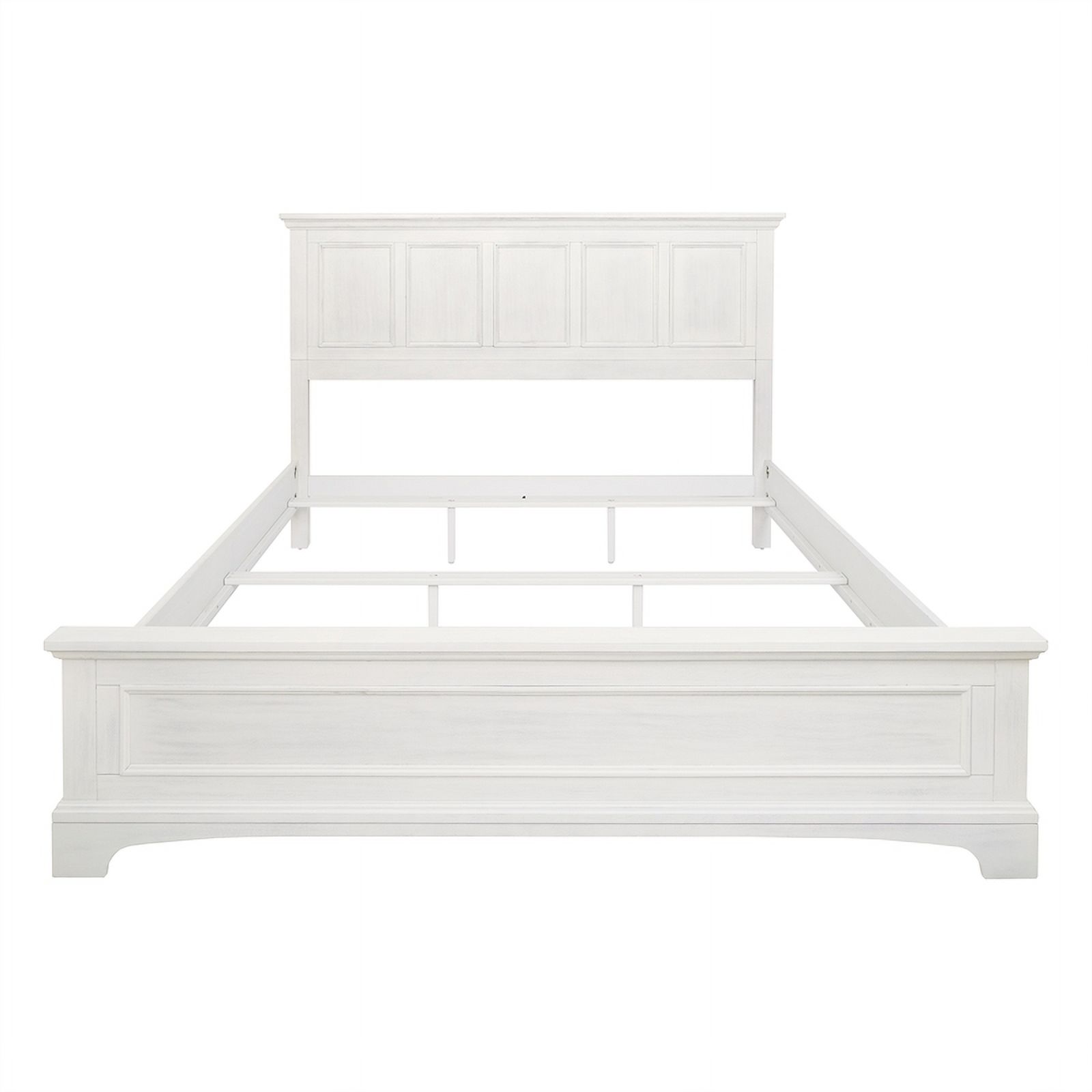 Farmhouse Basics King Bed in Rustic White Finish Engineered Wood