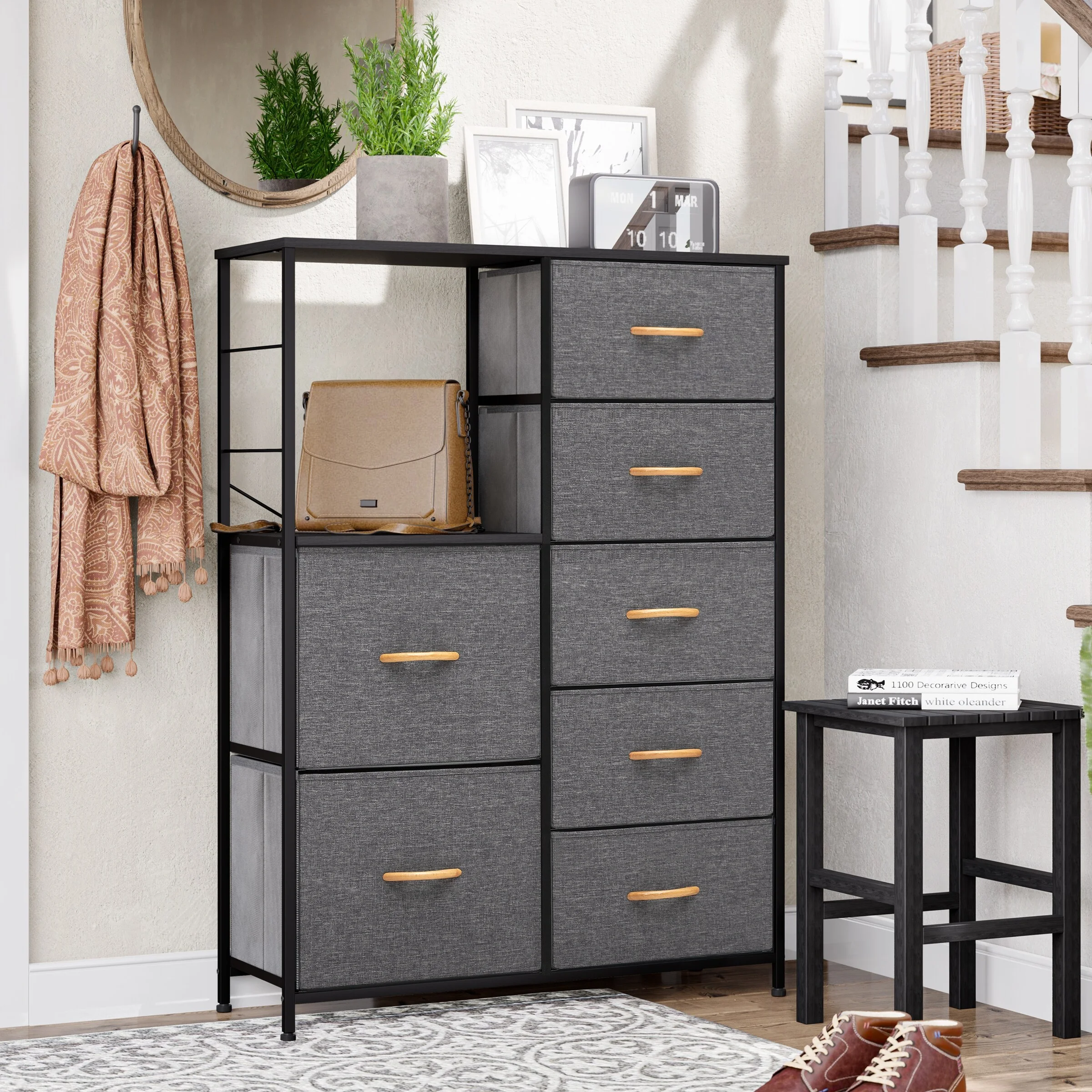 Crestlive Products  7 Drawers Vertical Chest Dresser Storage Tower Grey