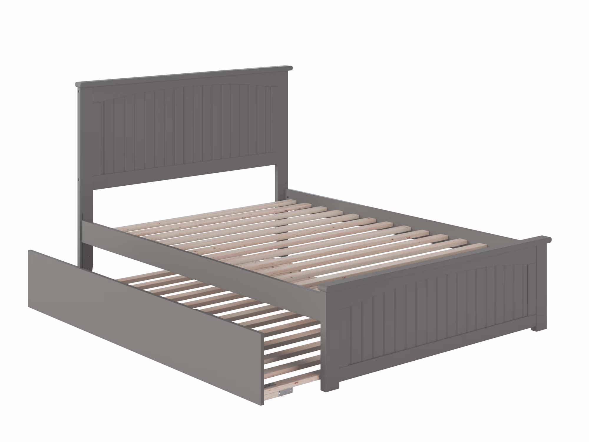 Nantucket Full Platform Bed with Matching Foot Board with Full Size Urban Trundle Bed in Grey