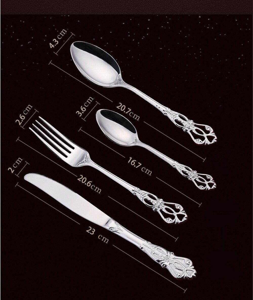 24pcs Cutlery Set Gold Dinnerware Spoon Dinner Silverware Tableware Gifts