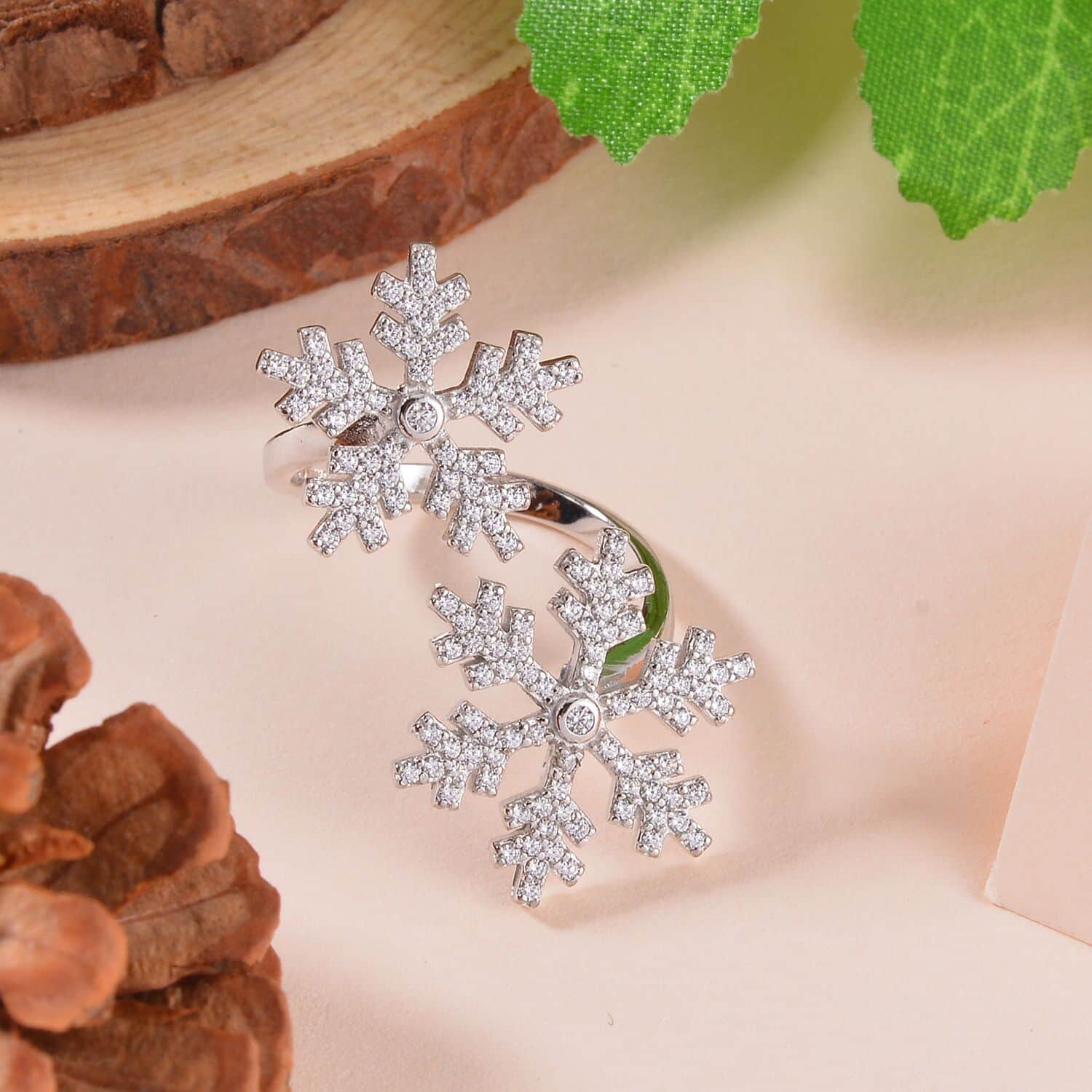 Shop LC Cubic Zirconia CZ Round 925 Sterling Silver Rhodium Plated Bypass Ring for Women Jewelry Size 9 Ct 0.94 Birthday Gifts for Women