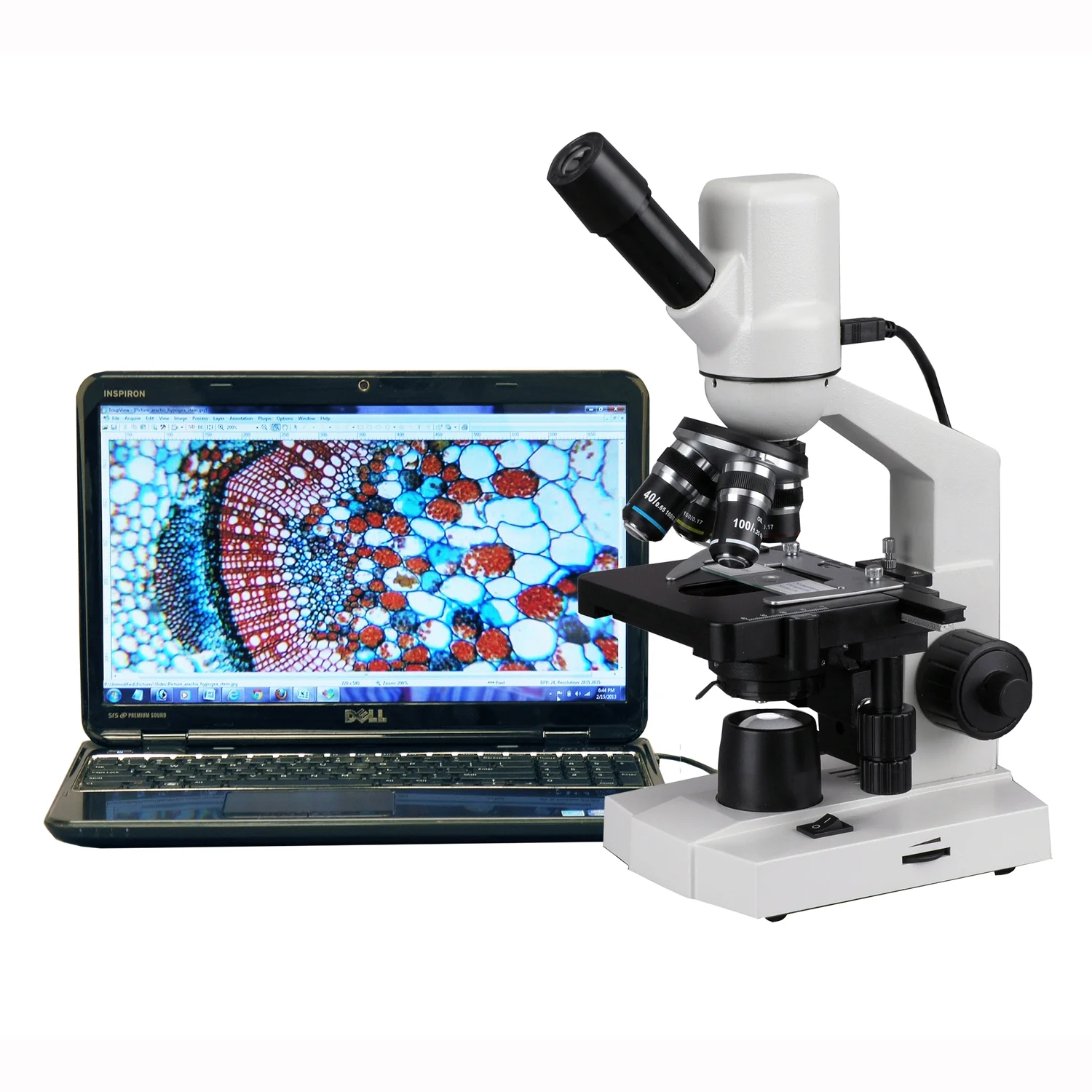 AmScope 40X-1000X Compound Microscope with 3D Mechanical Stage + Built In 3MP USB Camera New