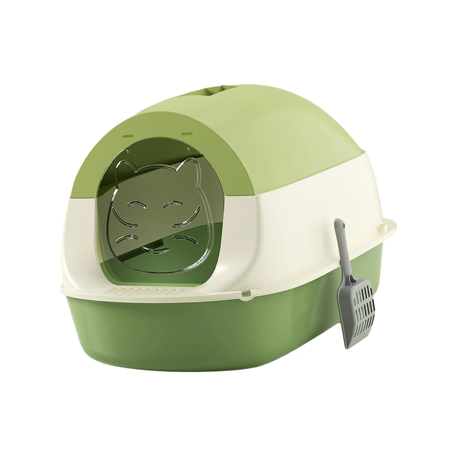 DOLITY Cat with Hood and Lid, Closed with Door for Domestic Cats, green