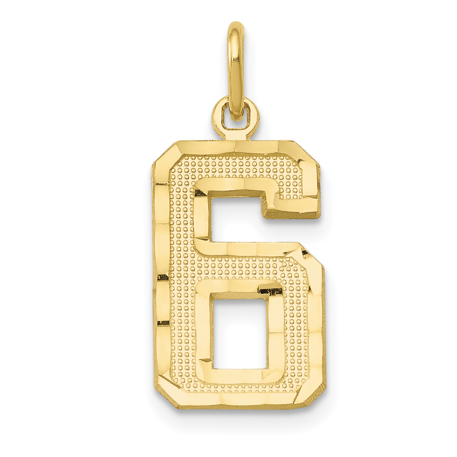 Saris and Things 10K Yellow Gold Casted Medium Diamond Cut Number 6 Charm