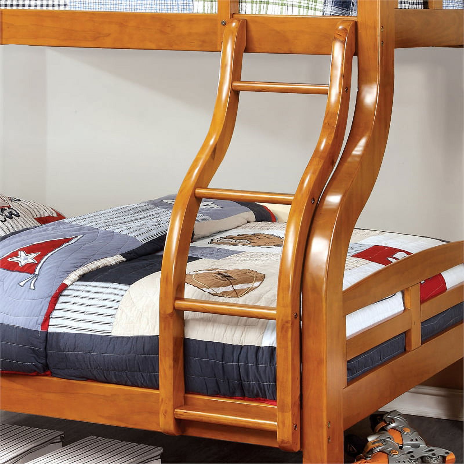 Furniture of America Gastrom Wood Twin over Full Bunk Bed in Oak