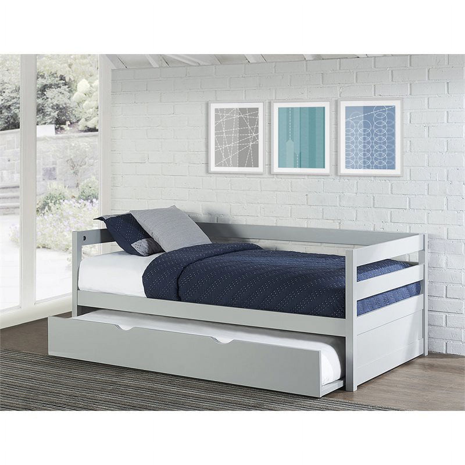 Rosebery Kids Modern Caspain Daybed with Trundle in Gray Finish