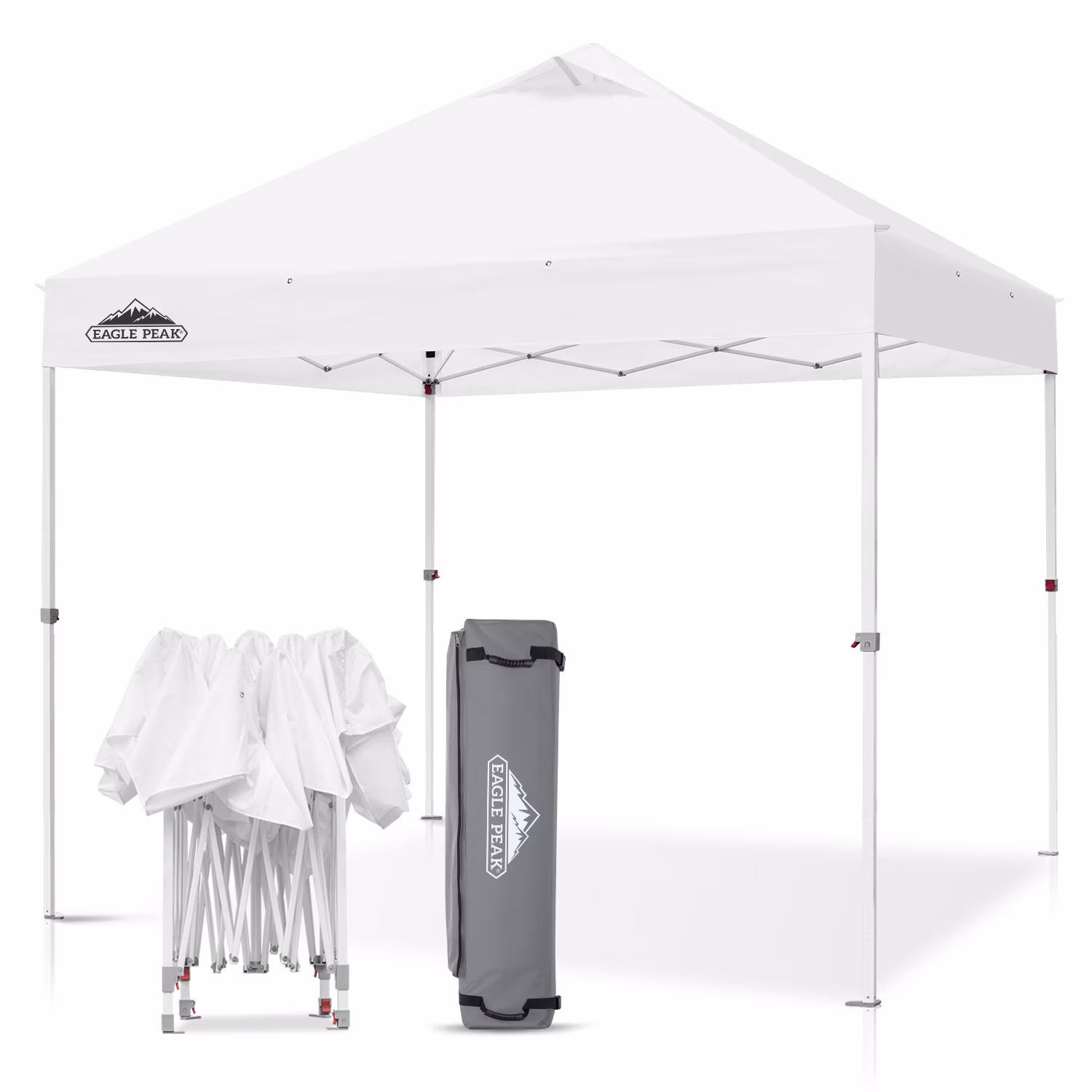 EAGLE PEAK 10' x 10' Heavy Duty Commercial Canopy Tent Pop Up Industrial Instant Canopy Shelter with 100 Square Feet of Shade (White)