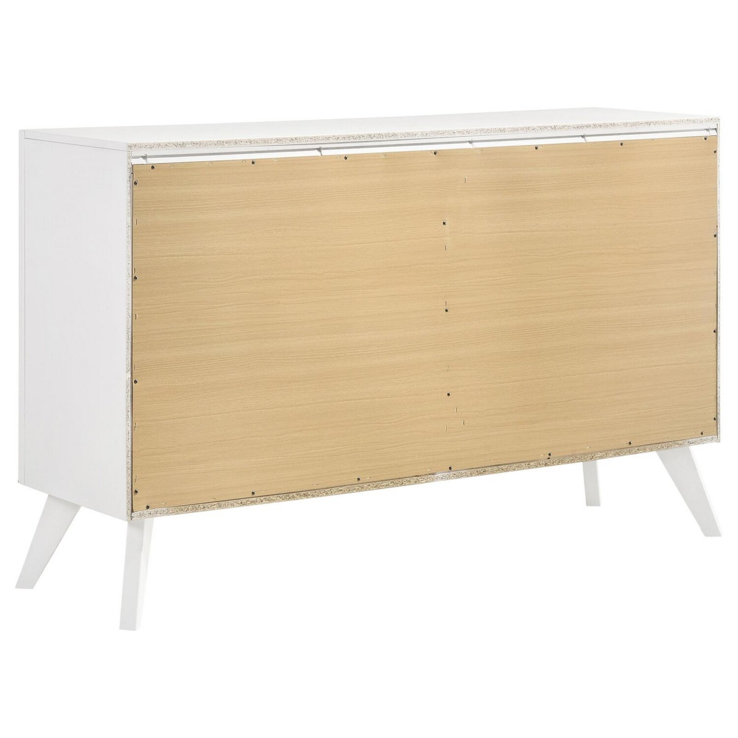Benjara BM306647 57 in. Zoe Wavelike Effect Design 6 Drawers Dresser with Knobs, White