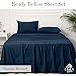 Linen Home Washed Cotton Percale King Sheet Set, Navy Blue, Deep Pocket, 4 Pieces Bed Sheets - 1 Flat Sheet, 1 Fitted Sheet & 2 Envelope Closure Pillowcases, Cool and Comfortable Bed Linen